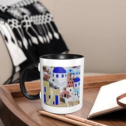 Mugs Santorini Coffee Kitchen For Dining Table Personalized Decorative Home