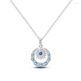 Chains Brilliant 925 Sterling Silver Blue Starry Moon Sky Necklace For Women's Confession Party Fashion Jewellery Gift