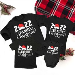 Family Christmas 2022 Shirts Party Family Matching Outfits Dad Mom Kids T-shirt Baby Rompers Matching Tops Xmas Clothes Gifts