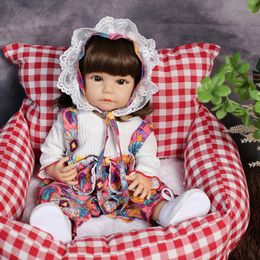 55cm All Silicone Flower Strap Pants Doll Reborn Baby Doll Bebe Reborn Toys Birthday Gifts For Child