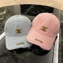 CELIES Sun hat New Personalised Perforated Edge Small Triumph Metal Letter Baseball Hat with Face Soft Top Sunshade Male