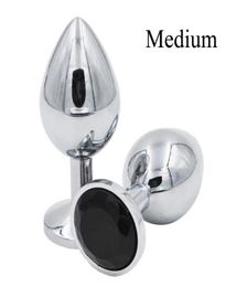 Sex toy massager Medium Size 80x33mm Luxury Silver Threaded Metal Butt Plug Anal Insert Sexy Stopper Anal Sex Toys Audlt Products1430234