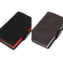 Wallets Dienqi Thin Leather Security Men Women Card Holder Ridge Mini Purse Red Magic Walet 11224691038