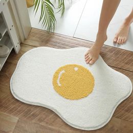 Bath Mats Cartoon Poached Egg Non-slip Bathroom Mat Irregular Home Water Absorption Balcony Doorway Corridor Kitchen Soft Floor Rug Carpet