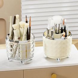 Storage Boxes Rotating Desk Accessory Capacity Makeup Brush Box With 360-degree Design Multi-compartments For Dustproof Pen