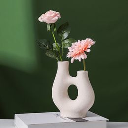European Ceramic Vase Manual Frosted Decorative Office Flower Vases Modern Art Living Room Desktop Ornaments Home Decoration