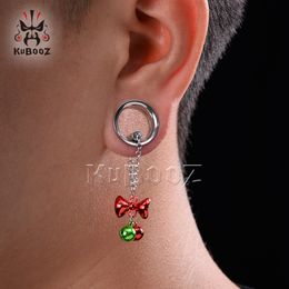 KUBOOZ Christmas Bell Bow Pendant Ear Tunnels Plugs Expander Piercing Body Jewelry Earrings Gauges 2PCS