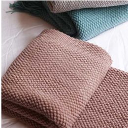 Blankets Textile City Corn Grain Waffle Embossed Knitted Blanket Home Decorative Thickened Winter Warm Tassels Throw Bedspread 130x240cm