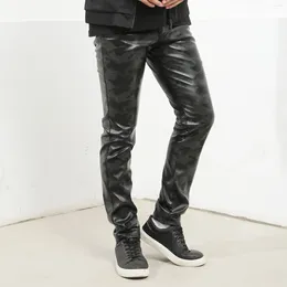 Men's Pants Slim Fitting Leather Men Casual Leggings Tight Elastic Motorcycle Man Trousers Y2k Clothes Gym Work Pantalones