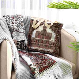 CLISPEED Muslim Prayer Rug with Carrying Bag Portable Tassel Prayer Carpet