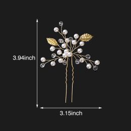 New Women Flower Hairpin Stick Wedding Bridal Crystal Pearl Hairpin U Shaped Hair Clip Barrettes Hair Jewelry Accessories