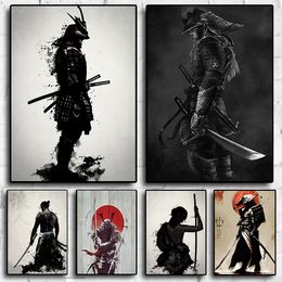 Retro Japan Anime Game Samurai Poster Prints Pictures Portrait Bushido Canvas Painting For Living Room Wall Art Home Decor