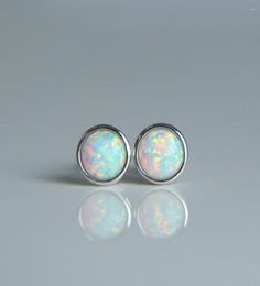 Stud Earrings 925 Sterling Silver Bezel Setting Ear Jewellery For Women Fashion White Fire Opal Wedding Top Quality8660604