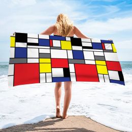 Beach Towel Retro Abstract Geometric Mondrian Prints Microfiber Quick Dry Towels Swimming Personalised Home Decorate Women Men