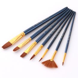 7pcs Art Paint Brush Set with Fan Painting Brushes for Watercolour Acrylic Fabric Canvas Oil Gouache Detail Face & Body