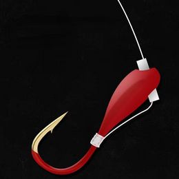 10pcs Fishing Barbed Hook Red Worm Overturned Head Lifelike Lure Bait Carp Fishhooks 0.1#-0.8# Fishing Tackle Accessories