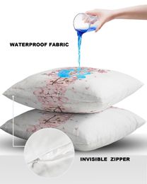 2/4PCS Outdoor Waterproof Pillowcase Flower Cherry Blossom Marble Texture Sofa Cushions Case Decorative Pillows Cover