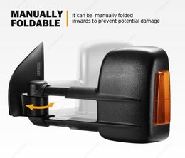 Pair For Nissan Pathfinder MY 2003-2013 Extendable Towing Mirrors Manual Folding Turn Signal Light Side Mirror Convex Flat