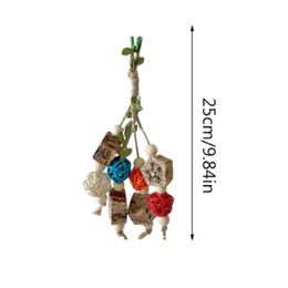 Bird Toy Colourful Hanging Hammock Hanging Parrot Molar Toy Chewing Training Toy Bite Resistant Natural Grass Bird Chewing Toy
