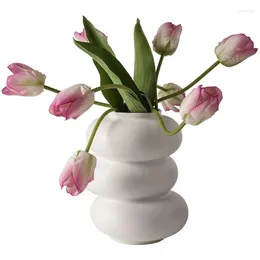 Vases Special-shaped Ceramic Vase Hydroponic White Home Sample Room Decoration Donut Flower Utensil