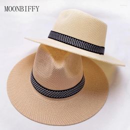 Wide Brim Hats Panama Straw Hat Men Unisex Fedora Sun Shade Protection All-match Short Cuban Cap Breathabl Fashion Jazz