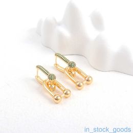 Top Grade Luxury Tifanccy Brand Designer Earring Copper Plated 18k Gold Micro Inlaid Zircon Geometric High Quality Designers Jewelry