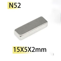 15x5x2 N52 Power Magnet Rectangle Square Neodymium Block Strong Search Magnetic Industrial Motor Generator 15*5*2mm customised