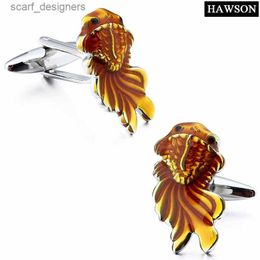 Cuff Links HAWSON Goldfish Cufflinks Brass Fish Design Best Gift For Men Cuff Links Wholesale Retail Pack with Box Y240411