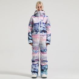 One Piece Ski Suit for Women, Thicken Snowboard Jumpsuit, Waterproof, Windproof Thermal Clothing for Freestyle Skiing Sport Wear