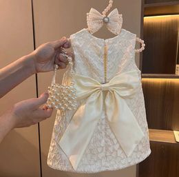Girl's Dresses Girl Princess Tweed Classic Dresses Fashion Kids Vintage Baby Casual Wear Vestidos 1-8Ys Christening Children Ceremonial Clothes