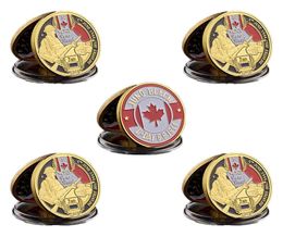 5pcs DDay Normandy Juno Beach Military Craft Canadian 2rd Infantry Division Gold Plated Memorial Challenge Coin Collectibles6979882