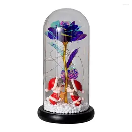 Decorative Flowers Valentine's Day Ornaments Gifts Glass Covered LED Imitation Rose Light Ornament Doll