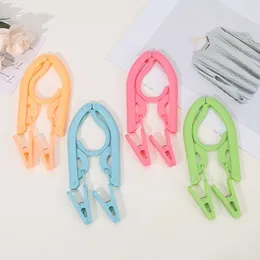 Hangers Portable Multifunctional Plastic Clothes Hanger Travel Space Saving Foldable Coathanger Creative Non-slip Rack With Clip