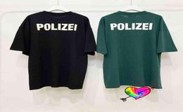 Black Green S 'Polizei' T-Shirt 2021 Men Women Text Printed s Tee Tonal Embroidered VTM Tops Short Sleeve G11153582308