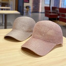 Berets Sunscreen Summer Baseball Caps Adjustable Fashion Solid Colour Anti-UV Straw Hat Woman Outdoor Casual Sun Hats Beach Cap