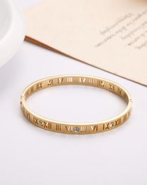 Roman numerals hollow stainless steel H bracelet fashion 18K rose gold diamond bracelet titanium steel hollow women039s bracele1192644