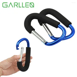 Hooks GARLLEN 2 Pcs Aluminium Alloy Versatile Blue Hangers For Baby Stroller Shopping Bag Carrier Carabiner Pushchair