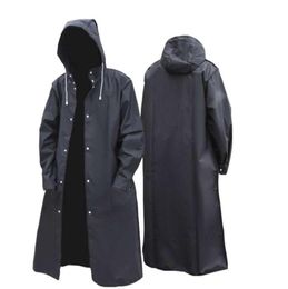 Black Fashion Adult Waterproof Long Raincoat Women Men Rain coat Hooded For Outdoor Hiking Travel Fishing Climbing Thickened 210924984225