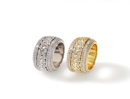 Rotatable Fashion Hip Hop Jewellery Mens Gold Silver Ring High Quality Diamond Iced Out Rings2543495