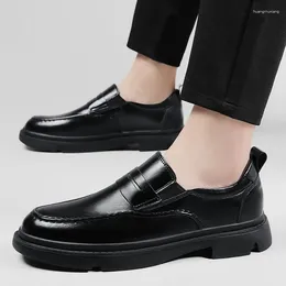 Casual Shoes Fashion Black Leather Men's Lace Up Business Formal All-match Wedding Mens Dress