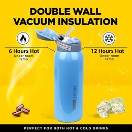 Thermo Portable Water Bottle Cup Thermal Tumbler with Straw Stainles Steel Coffee Travel Mug Double Wall Isotherm Flask Drinkwar