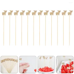 Disposable Dinnerware 100pcs Small Forks Christmas Kitchen Sticks Bamboo Fruit Fork