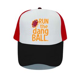 Funny American Football Visor Trucker Hat Run The Dang Ball Classic Snapback Caps Fire Rugby Hard Dad Hats School Sports YP072