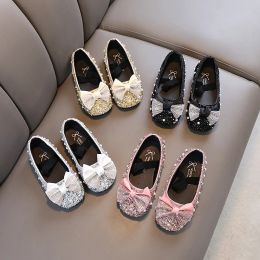 Sneakers Girl's Princess Shoes Crystal Bowknot Sparkly Sweet Children Ballet Flat 2136 Party Four Colours Light Kids Spring Shoes