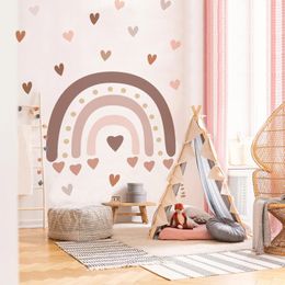 Bohemian Large Rainbow Hearts Wall Stickers for Children's Room Living Room Wall Decal Nursery Kids Baby Room Decoration