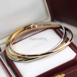 Bangle High quality 925 sterling silver three-ring bracelet Ladies Couples Fashion personality luxury brand Jewellery party gift 240411