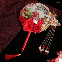 Decorative Figurines Bride Group Fan Chinese Wedding Hand Bouquet Pography Props Diy Material Package (the Third)