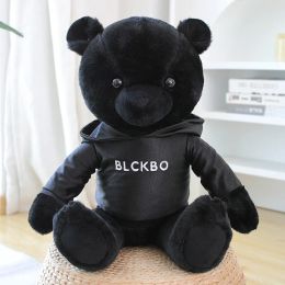 30/40cm Black Bear Cool Jacket Stuffed Soft Cute Animal Pillow Boys Girls Appease Doll Home Decor Valentine Christmas Present