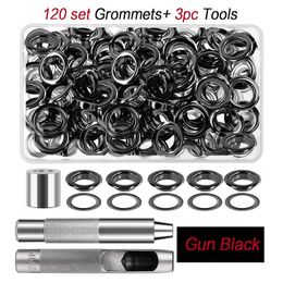 120 Sets Grommet Tool Kit 12mm 1/2 Inch Grommet Eyelets with Setting Tools Storage Box for Canvas, Fabric, Tarps, Leather Tools