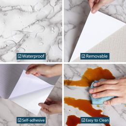 White Marble Contact Paper Vinyl Self Adhesive Waterproof Wallpaper Stove Peel and Stick Decor Stickers Kitchen Decorative Film